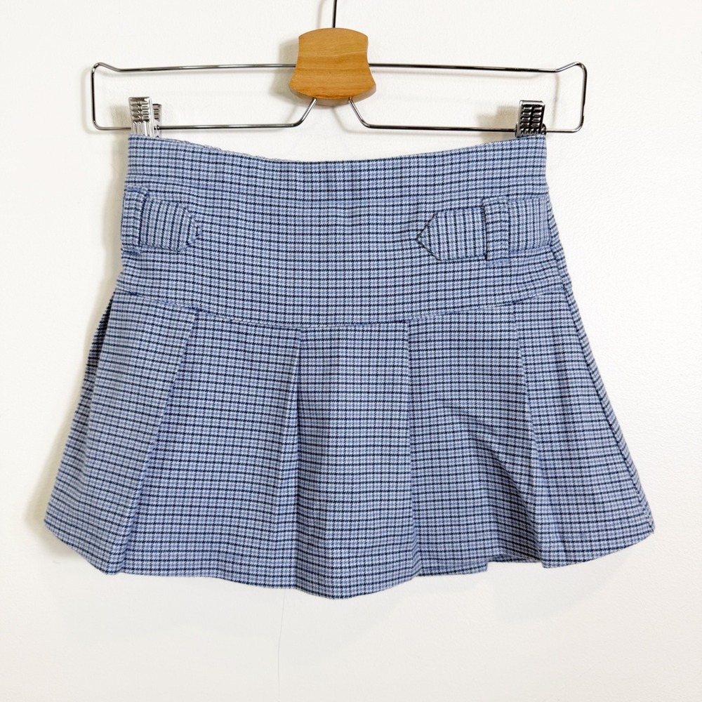 Abercrombie Kids Skirt Girls 9/10 Blue Houndstooth Pleated Mini Skort